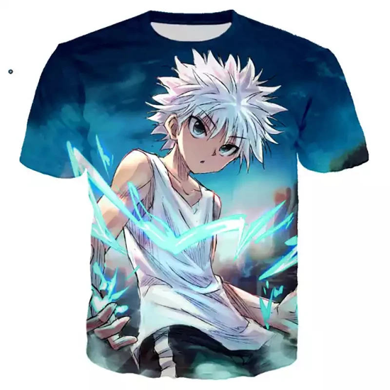 Новый дизайн 2023, оптовая продажа, индивидуальная одежда hunter x из полиэстера и хлопка, аниме рубашки hunter x hunter