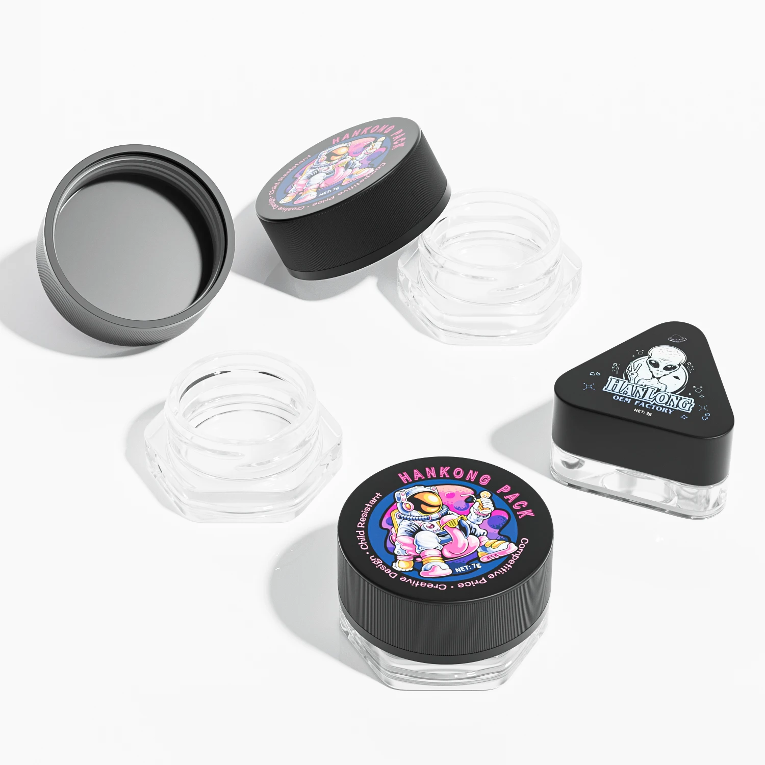 5ml 7ml 9ml Wax Child Proof Glass Concentrate Containers clear Jar with CRC cap