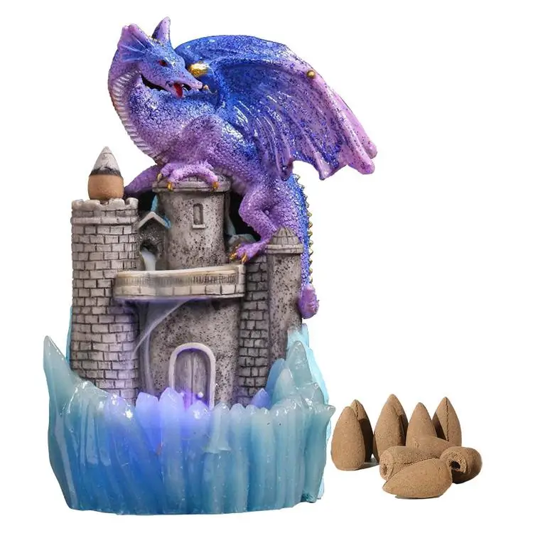 
Resin LED Dragon Incense Burner Home Decor Ornament + 10 Cones 