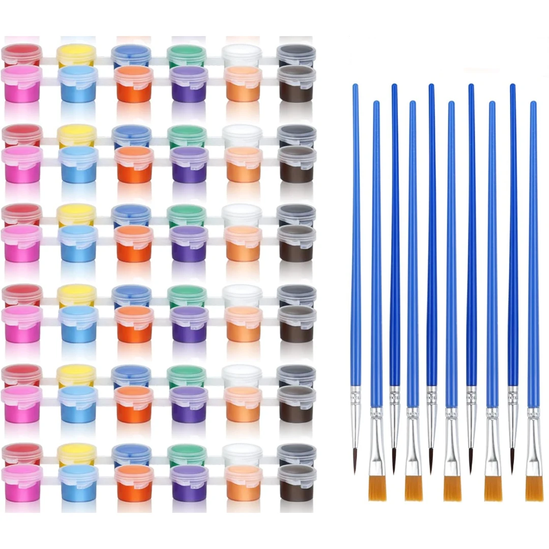 Washable 12 Colors Water Paint Sets with Brushes for School Home Classroom and Birthday or Art Tempera Easter egg Party