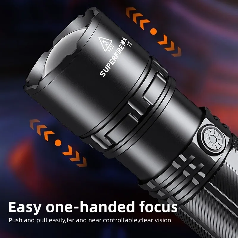 Customized Professional Aluminum Alloy Appearance Powerful Torch Led Zoom Flashlight With Tail Rope