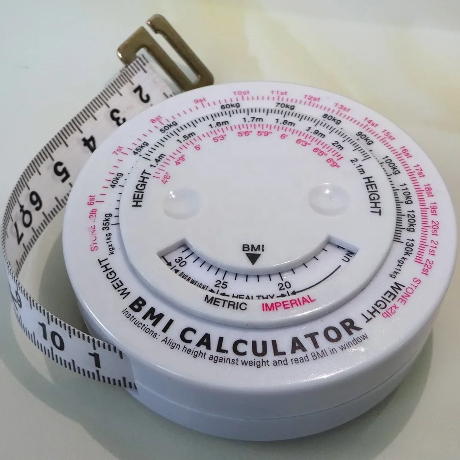 High Quality 150cm Body Mass Index Retractable Measure BMI Calculator Tape for Diet Weight Loss