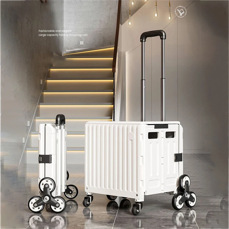 Shopping Cart Plastic Foldable Trolley Popular Luggage Box Storage Carts New Style Custom Logo Folding Customized Logos 50kg