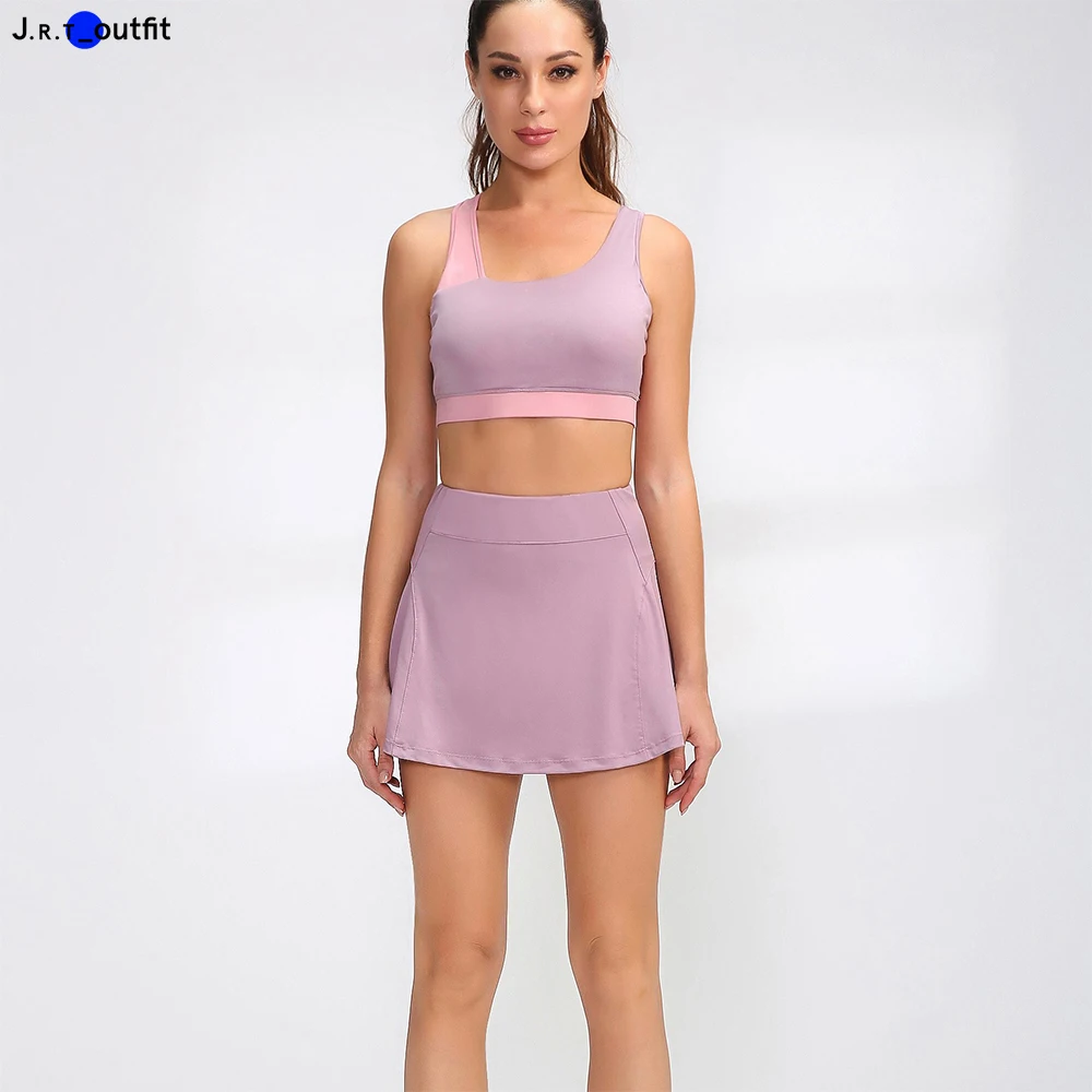 JRT Wholesale Skin-friendly Resist-wrinkle High Waist Sexy Women Sportswear Tennis Skirt With Shorts