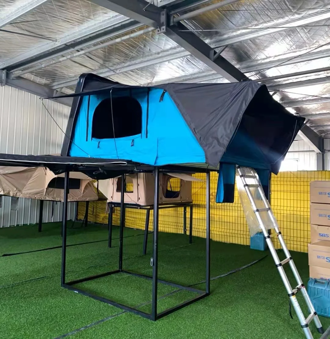 ABS Hard Shell 1.6m Automatic Roof Tent Small Size Waterproof Canvas Fabric with Aluminum Poles for 2 Persons Outdoor Camping