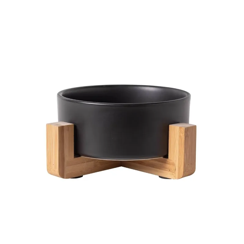 Fast Shipping Wholesale Manufacturer Black Ceramic Pet Food Water Feeder Blanks Elevated Pet Dog Cat Bowl