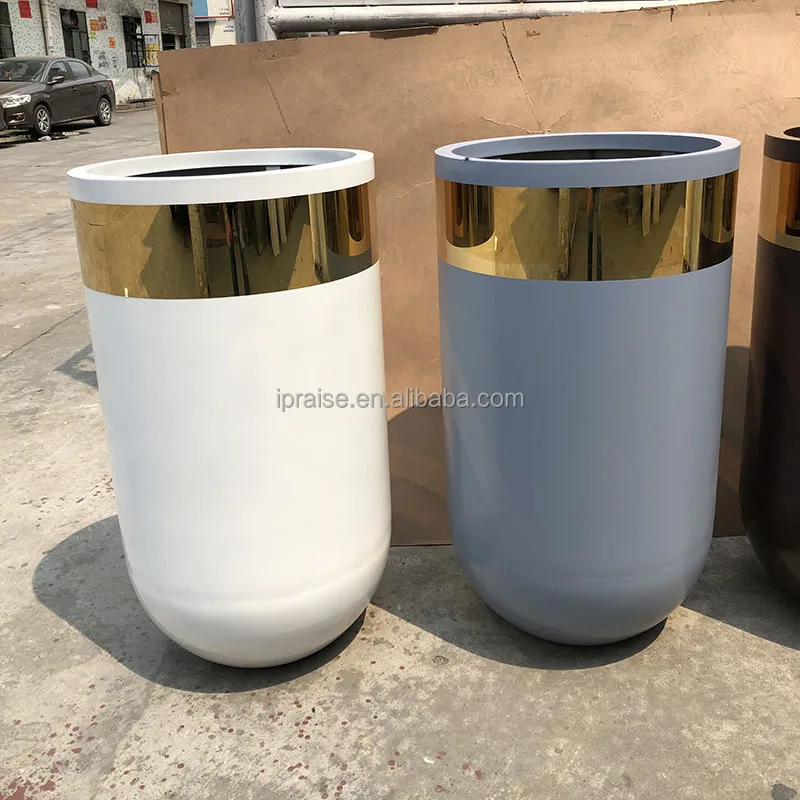 Wholesale indoor gold planter metal flower pots / large tall floor vases for home decor