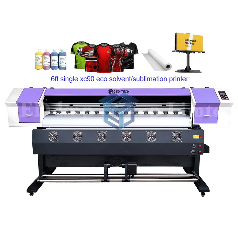 1.8m Eco Solvent Printer With Single xc90 Head Large Format Tarpaulin Printing Machine For Banner Sticker Paper Label