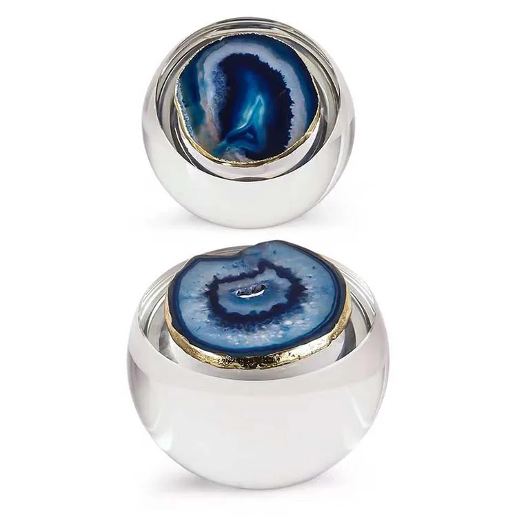
Blue agate crystal ball stone decoration handicraft ornaments home accessories 