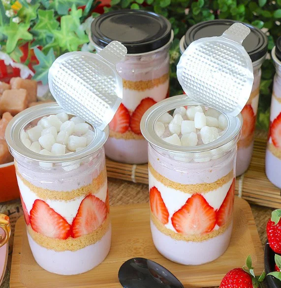 Full size Wholesale OEM PET PLA Disposable Can Bottles Full Appearance End Cap Yogurt Fruit Shake Dessert Cake Box Pop Can