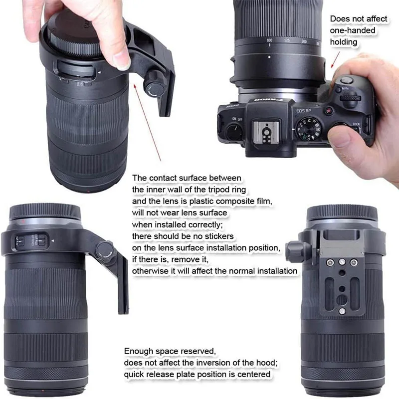 Compatible Lens Support Holder Bracket Bottom is Quick Release Plate Feature Dovetail Groove Metal Tripod Mount Ring Lens Collar