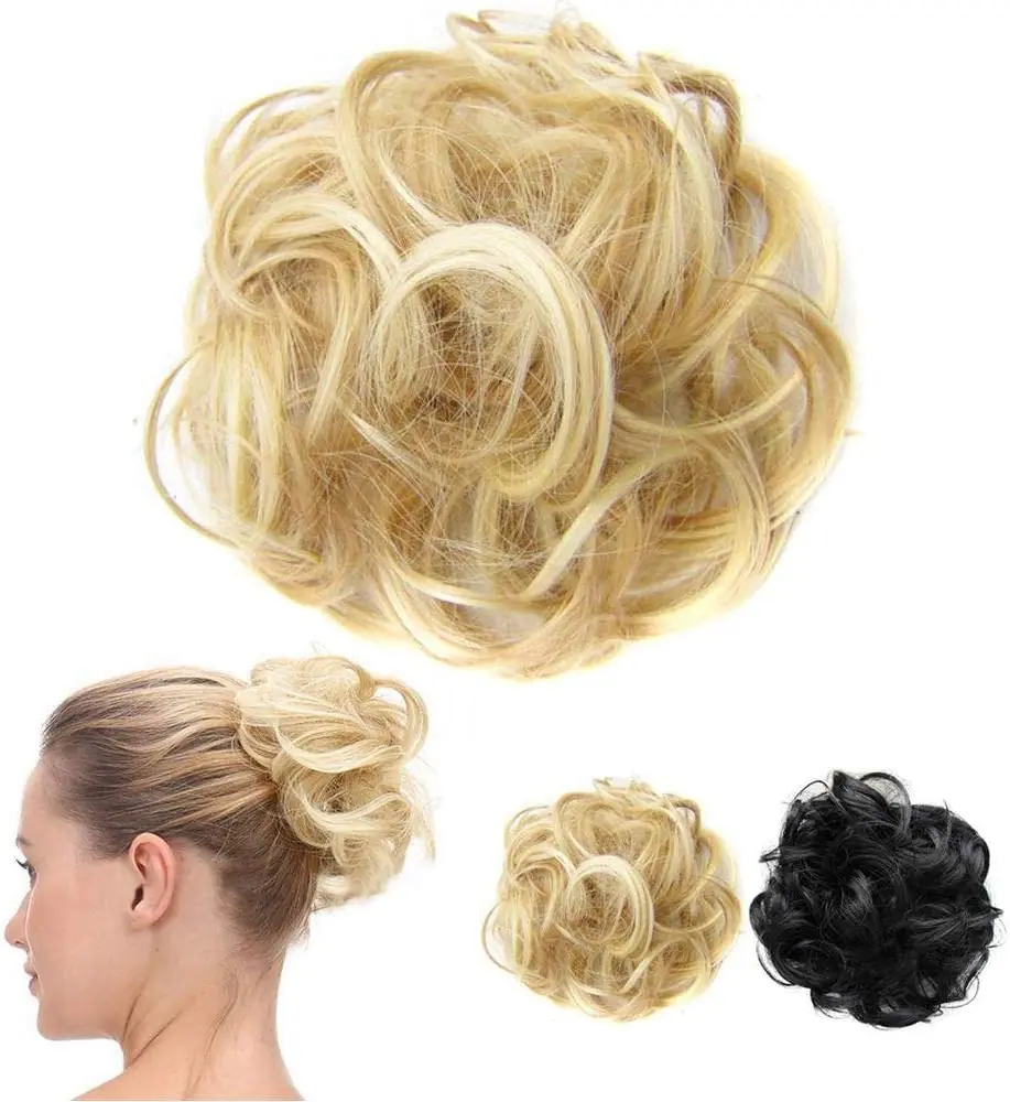 Hot sale synthetic wigs adjustable hair bun chignon designed with elastic hair tie