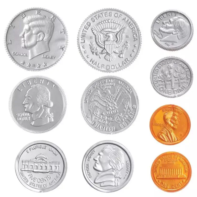 XR High Quality Teaching Dimes Nickles Pennies and Quarters Money US plastic Coins