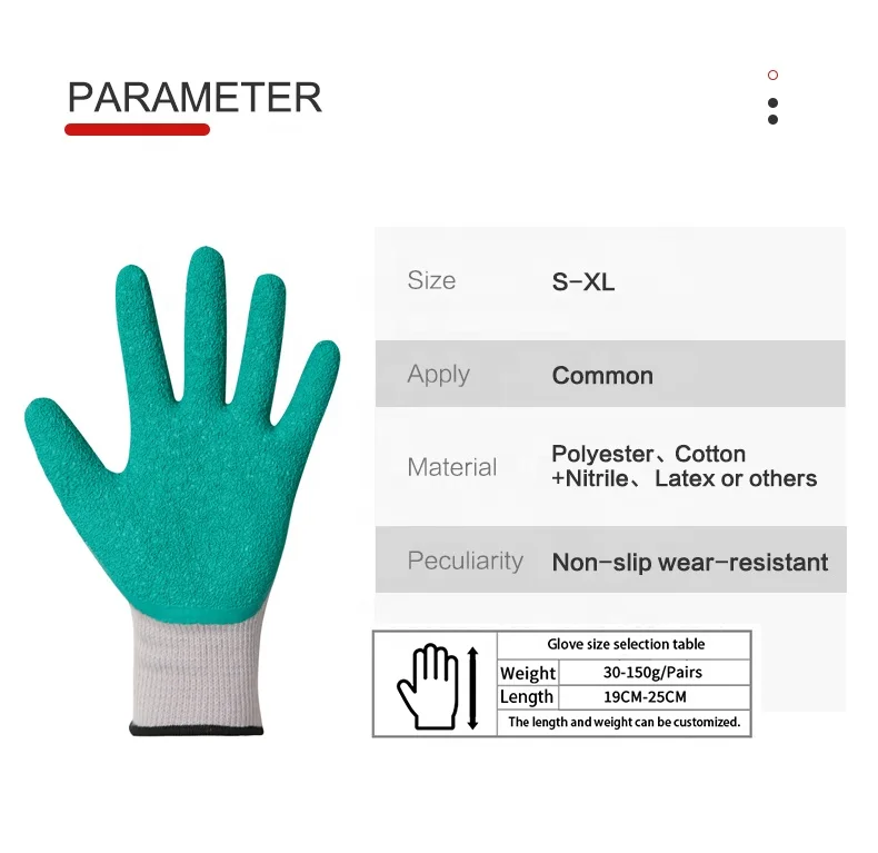 Comfortable Greyish Green Coated Work Safety Gloves Anti-slip Breathable Customized Gloves