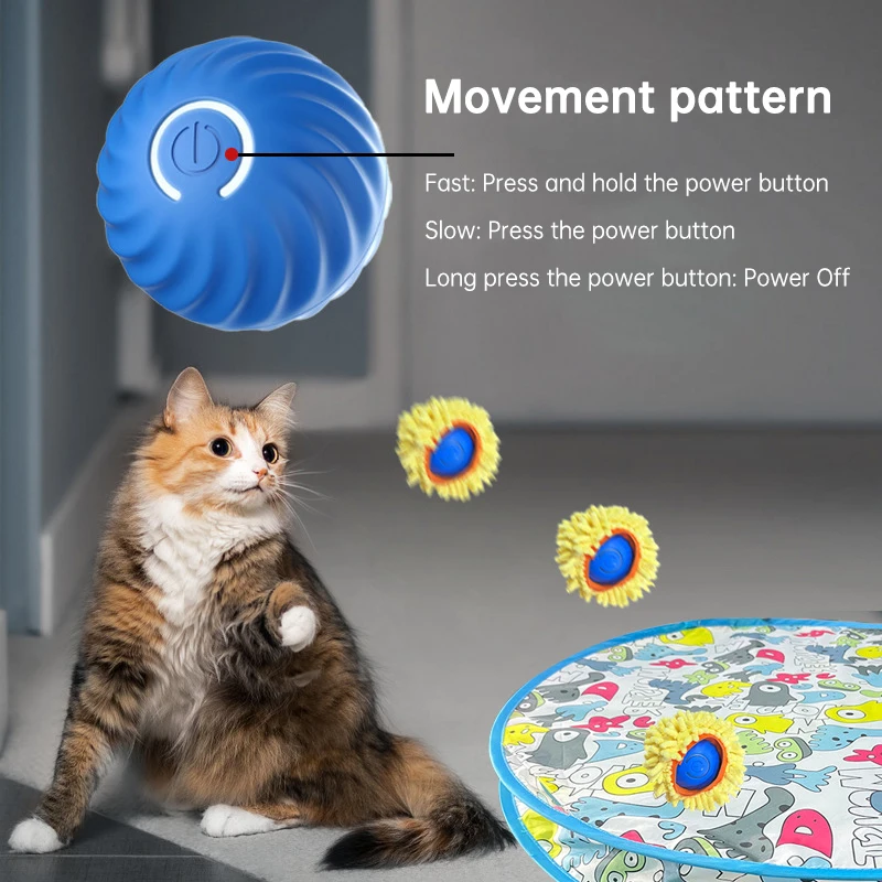 New Arrival Funny Motion Activated Chirping Cat Toy Ball Hunting Cover Play Mat Christmas Interactive Cat for Smart Cat Ball