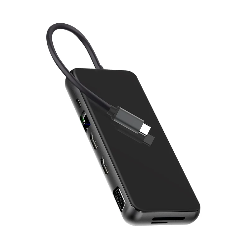 USB C концентратор док-станция для ноутбука 12 в 1 тройной дисплей адаптер с двойным 4K HD MI VGA локальная сеть стандарт PD 3 портами (стандарт 0 передачи данных