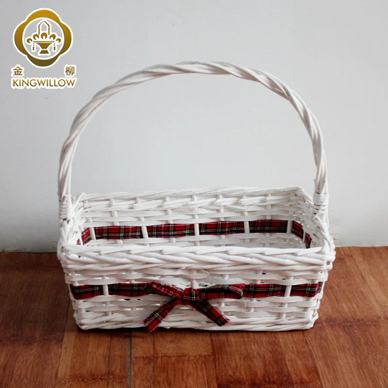 Kingwillow handmade woven woodchip basket wicker gift baskets hamper with handles set of 3