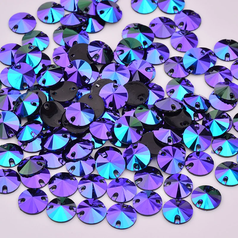 Wholesale Rose AB Rivoli Sew On Crystal Stone Flatback Applique Resin Rhinestones for Needlework DIY Clothes Crafts