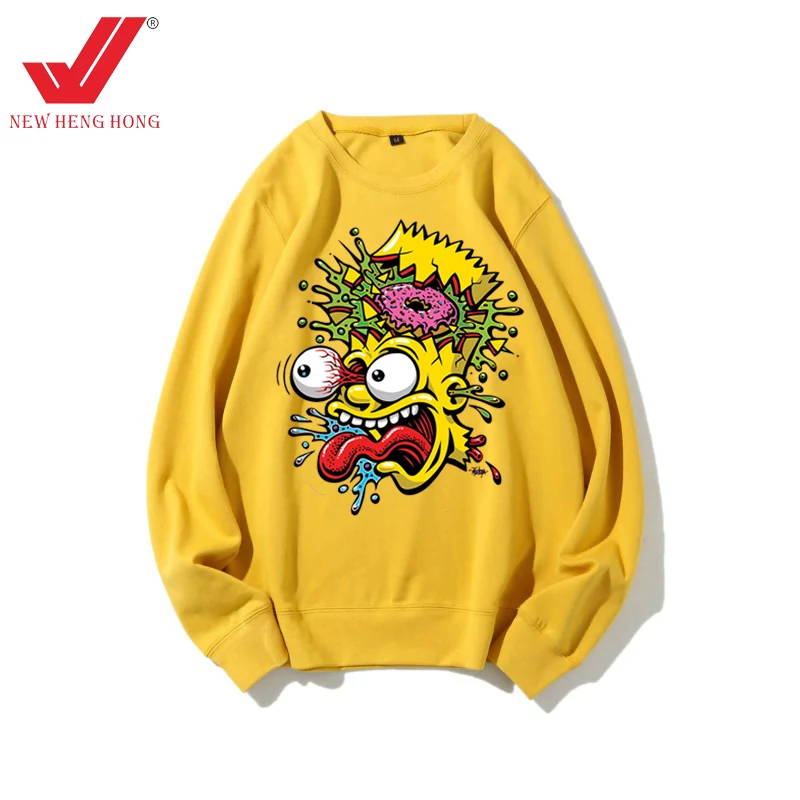 OEM Custom Your Logo Solid Colors 300 GSM Cotton Loose Oversized Threaded Round Neck Unisex Sweat Shirt Mens Crewneck Sweatshirt