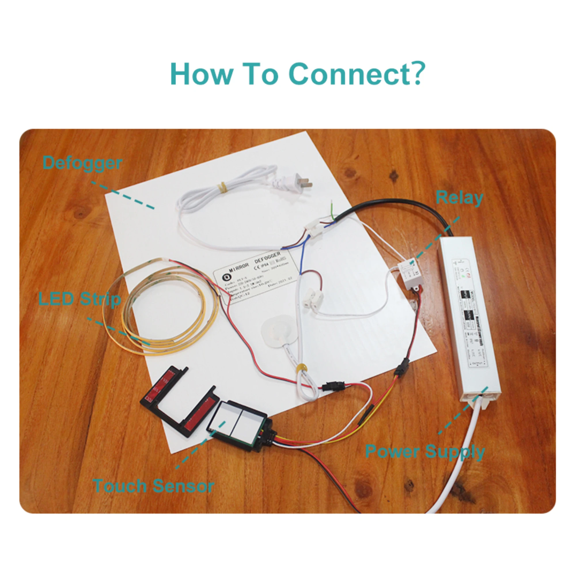 Wholesale Direct Sales self-adhesive 220V PET waterproof IP54 350*500MM defogger pad for mirror