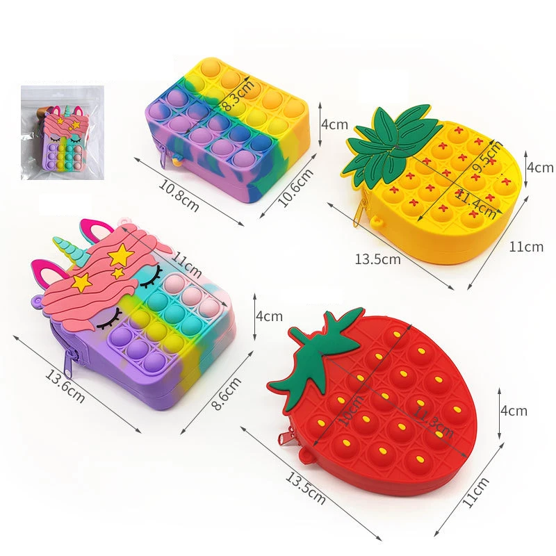 Silicone Popit Kids Bag  & Teddy Bear Matching Slippers Set Children Kids House Shoes Coin Purse and Handbags