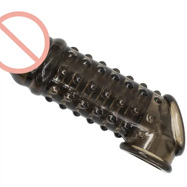 Male Sex Toys Reusable Condoms for Men Black Soft Silicone Penis Sleeve Cock Ring