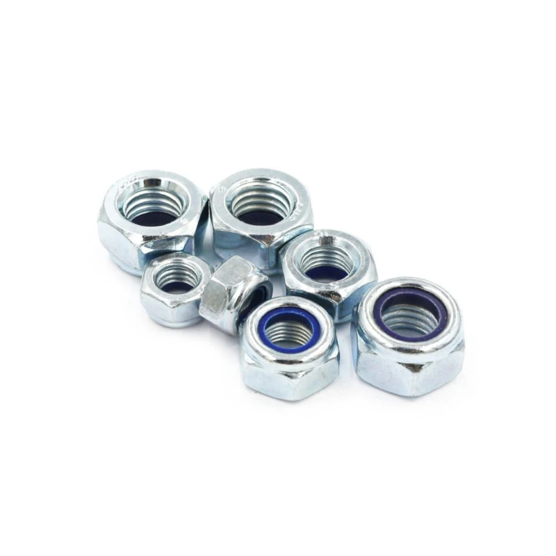 Carbon Steel Blue Zinc Plated Galvanized ZP GAL ASTM A325 A307 GR2 GR5 193 Hex Hexagon Nylon Insert Locking Nut DIN982 DIN985