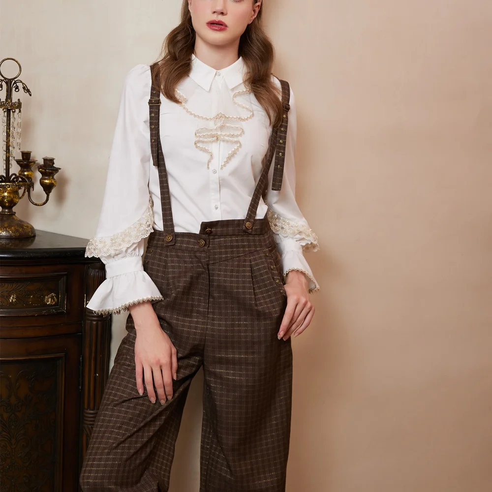 New Suspenders Women Elegant Trousers Strap Wide-leg Pants Simple Long Overalls