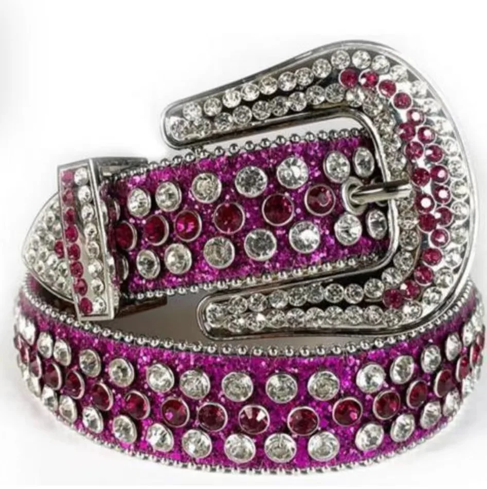 Luxury Western Rhinestone Belt Diamond Buckle High Quality Leather Fashion Crystal Jeans Belt for Women