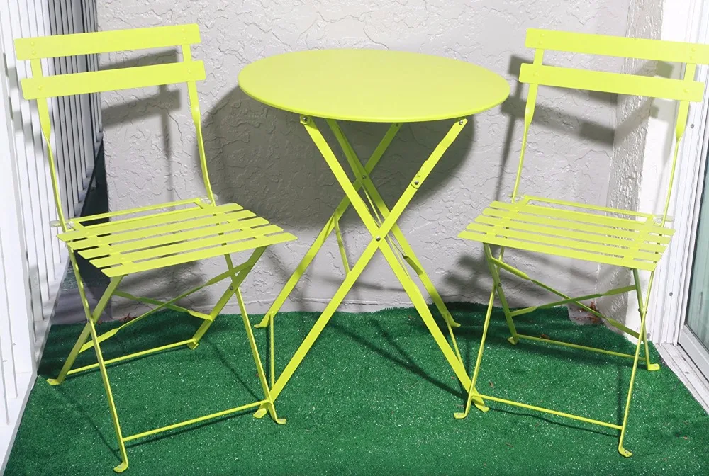 Folding steel outdoor garden table and chairs set