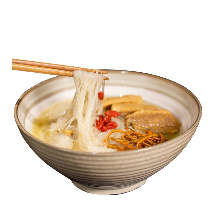 cheap asian food China manufactures oem wholesale Fuzhou snacks clear soup handmade fine fried brown thai rice flour vermicelli