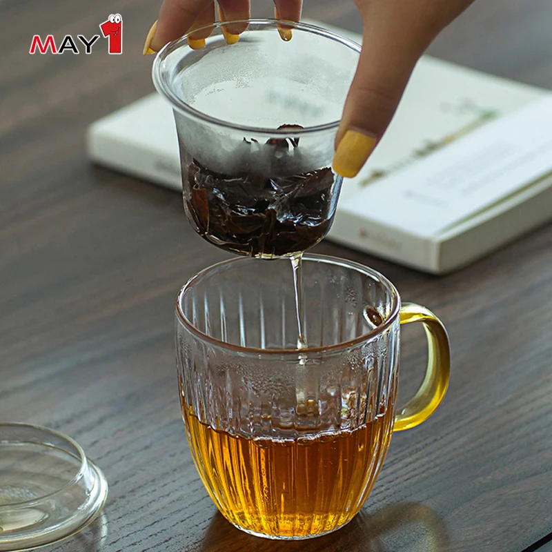 factory supply gentry three piece set of high borosilicate glass tea cup