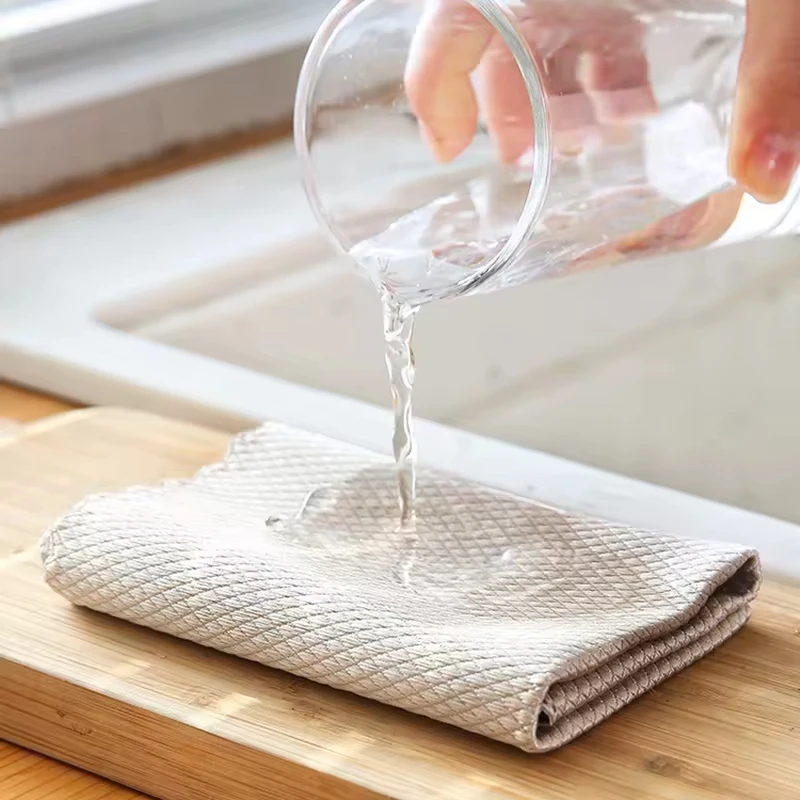 Hot sale eco-friendly microfiber fish scale grid kitchen clean cloths towel multicolor absorbent fast dry fiber cleaning cloth