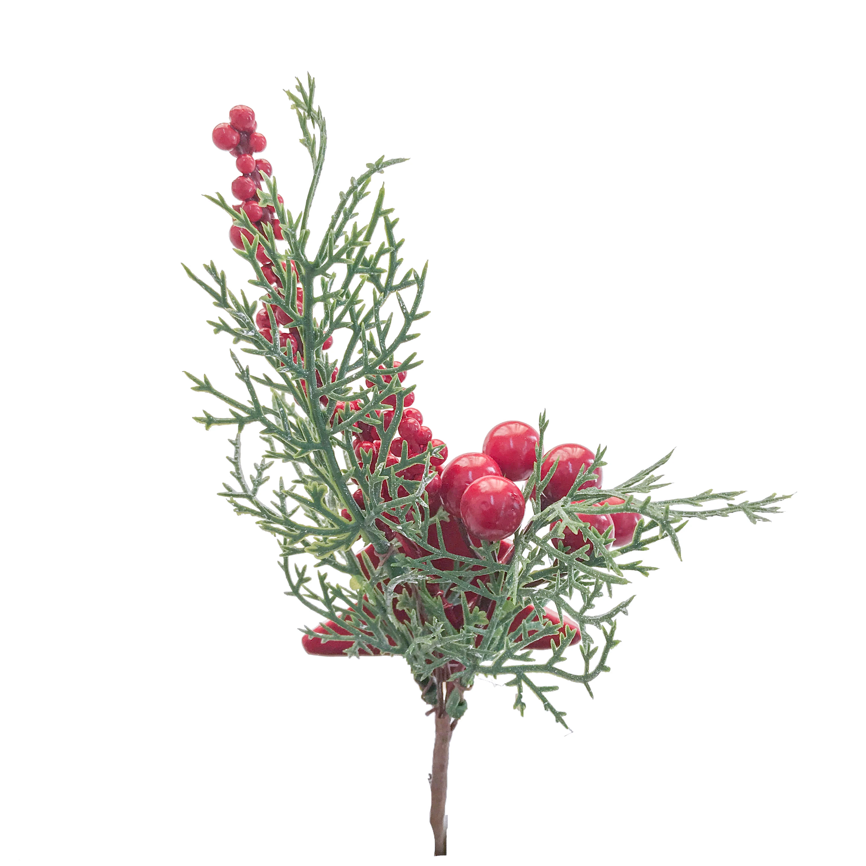 Artificial berries holly branch Christmas tree wood carving decoration Christmas floral Spray wholesale