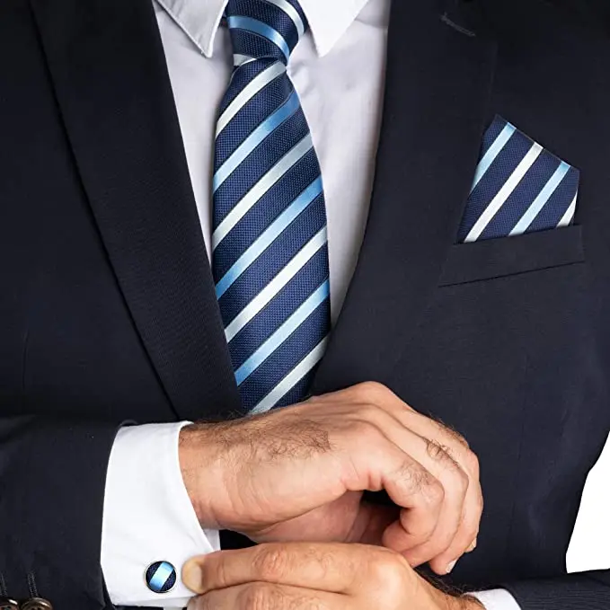 New Design Classic Mens Silk Neck Ties 8cm Plaid Striped Silk Ties for Formal Business Wedding Party