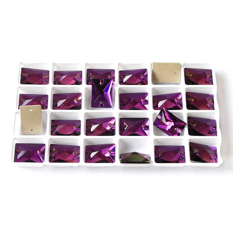 Rectangle 3250 Sew On Crystal Strass13x18mm 18x25mm DIY 2 Holes Mirror Rhinestone Glass Sewing Stone Sew Textil  Rhinestones For