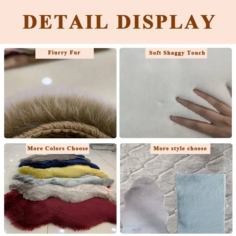 Custom Faux Rabbit Fur Shaggy Carpets Rugs Living Room Modern Manmade Rugs