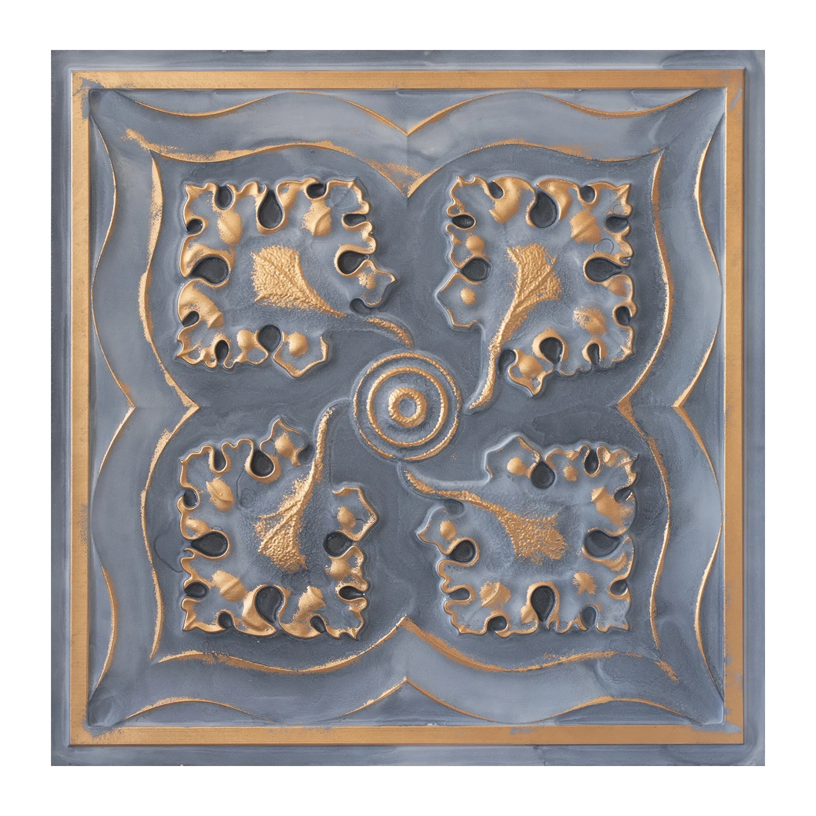 Ceiling Tile Faux Tin Painted 3D Wall Panels Decor Easy to Install PVC Panels PL64 Smoked gold