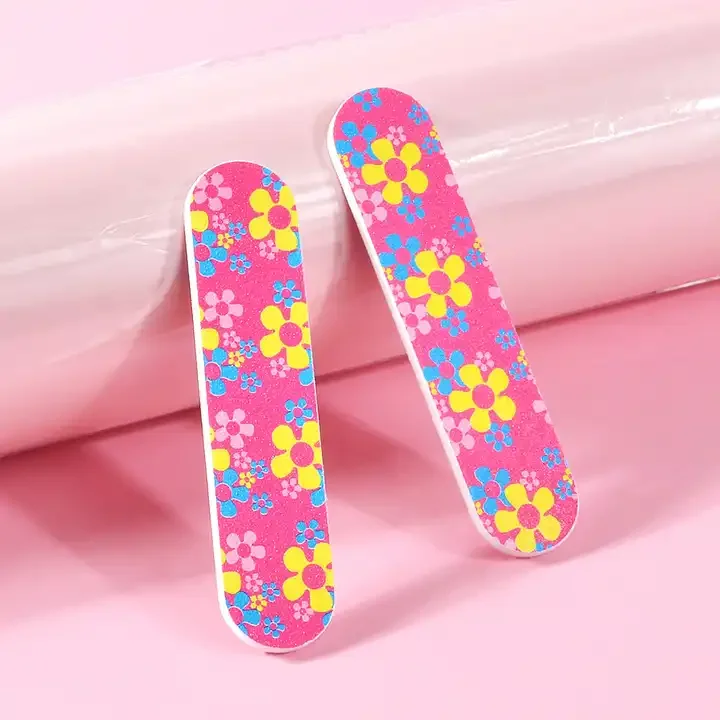 Mixed Patterns Design Soft Touch Nail Polish File Colorful Custom Printed Mini Nail File Buffer Set Sponge Kid Baby Nail File