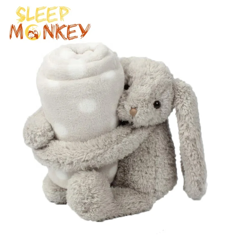 Baby security soft rabbit soft blanket  stuffed rabbit animals super soft plush toy blanket animal shaped baby plush blanket