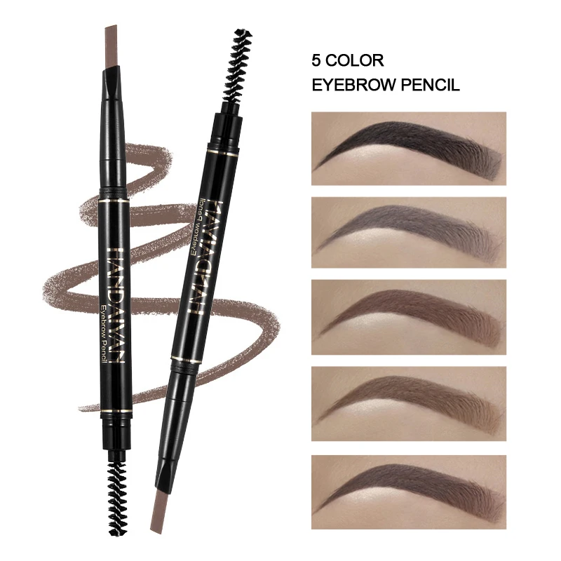 5 Color Automatic Rotating Eyebrow Pencil Double Head Waterproof Non-Smudge Triangle Eyebrow Pencil