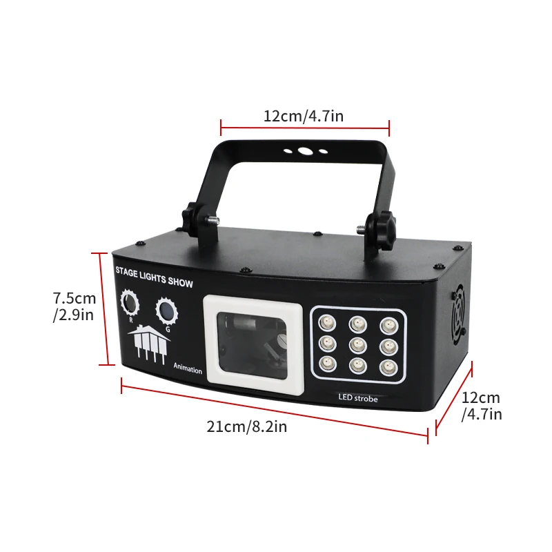 4-in-1 3D Animated Green Laser Projector with 9 LED Par Lamps UV Effect Remote Sound & DMX Control for DJ Disco Party Bar Club