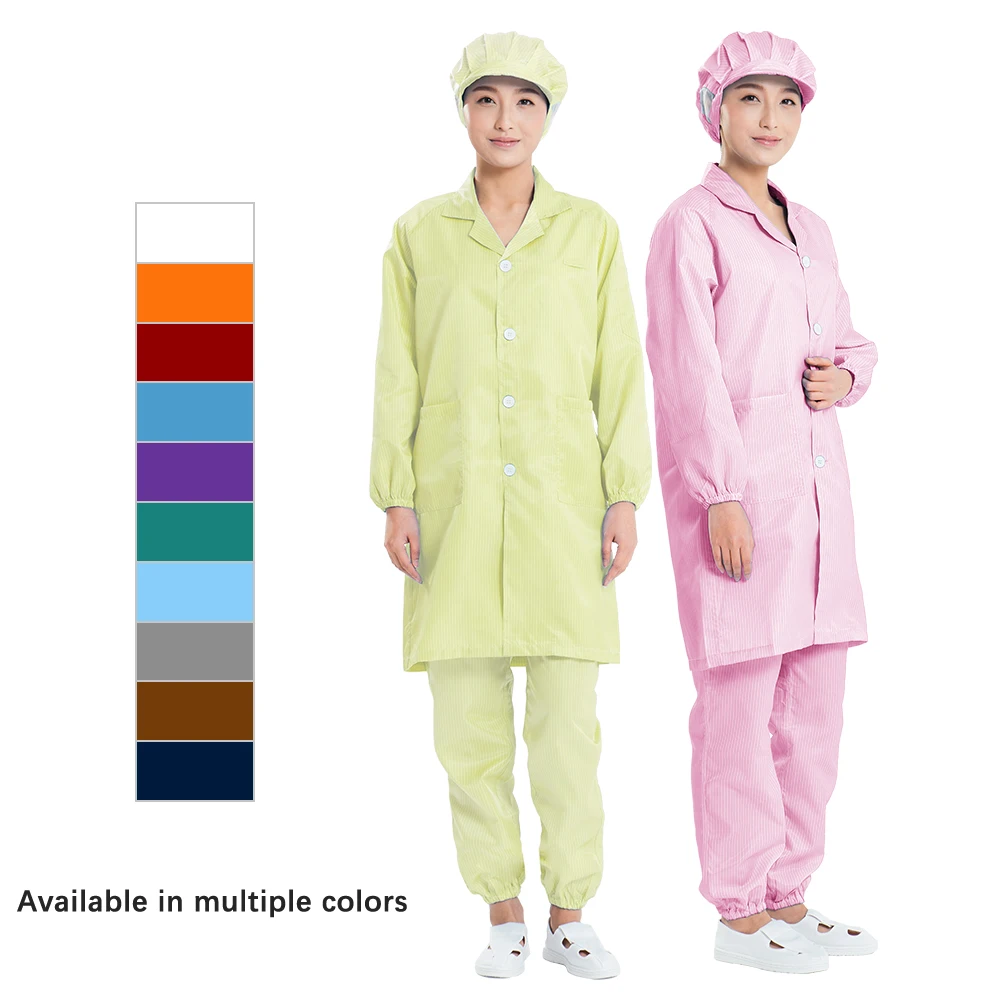 Antistatic Coat Esd Polyester Clothing Dustproof Woven Fabric for Clothes Cleanroom Uniform Safety Smock