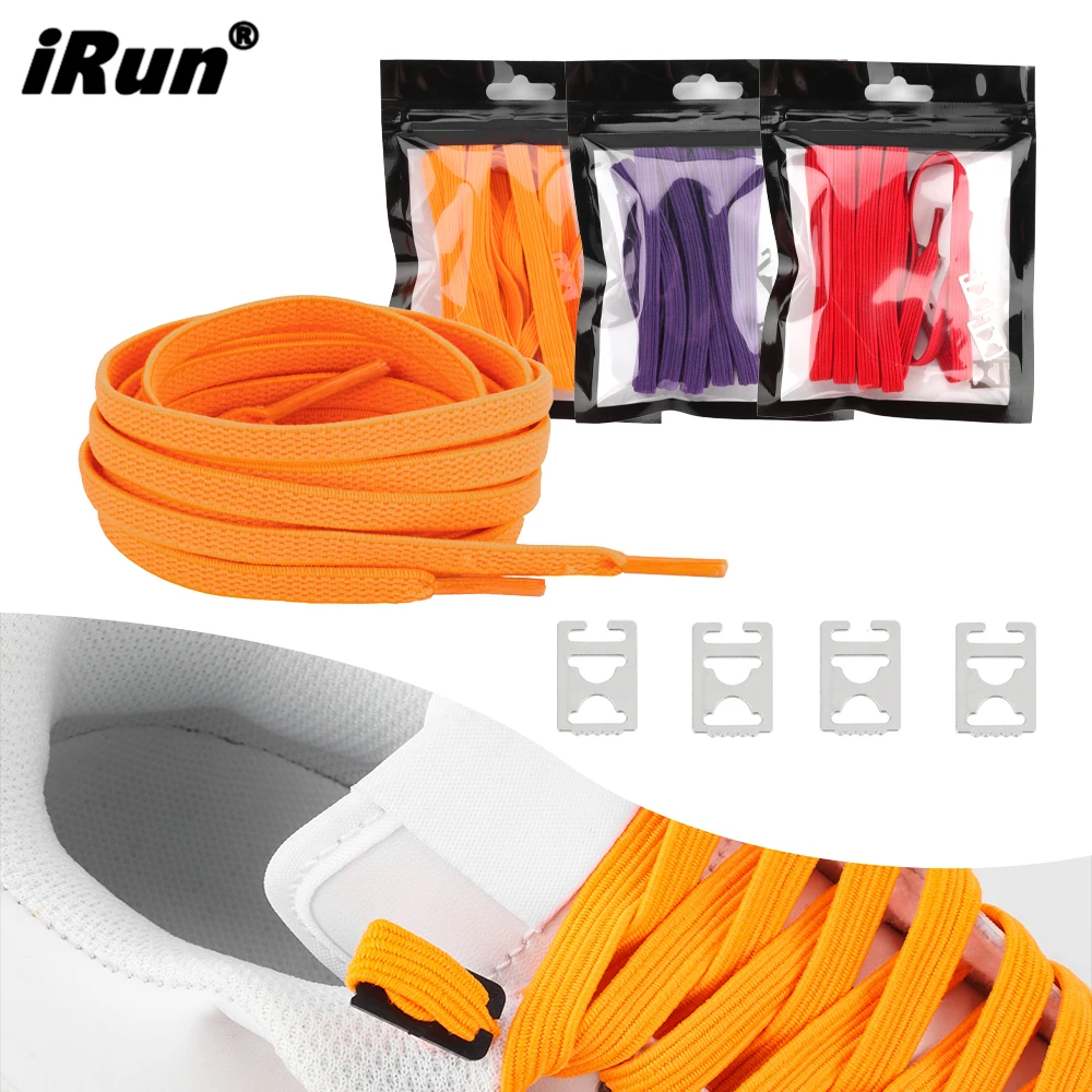 iRun New Creative Shoe Accessories No Tie Elastic Flat Metal Sheet Anchor Shoelace with 4 Pcs Shoelaces Anchor Metal