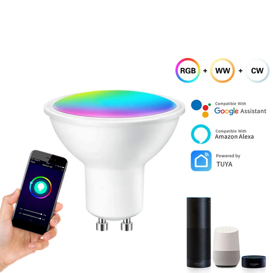 Popular Wifi Control Indoor Music Party GU10 Smart RGB Soft Warm Cold Natural Daylight White LED Spot light Bulb