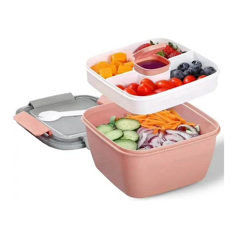 1200ml Fresh keeping Plastic Lunch Box Double Compartments Food Box