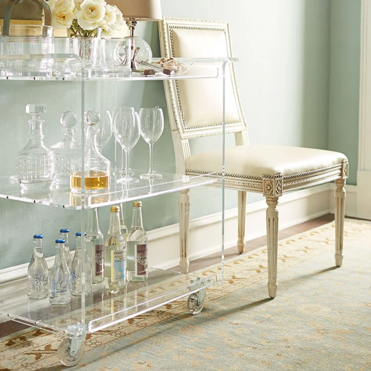 
Wholesale Discount Low Moq High Quality 3 Tier Acrylic Beauty Salon Trolley Cart 