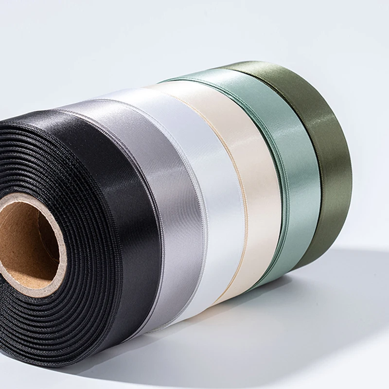 Wholesale Eco-friendly Green Recycled Polyester ribbon Single-sided Satin Ribbon Sold by 1 Roll per 100 Yards