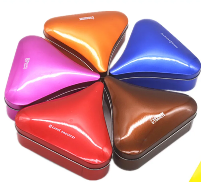
Profiled triangle champagne kids cereal 100g tea rectangle metal pen shaped saffron colored tin box 