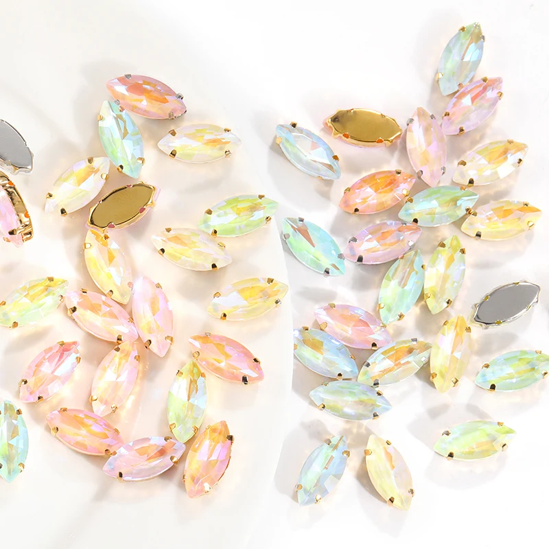 Xichuan Wholesale  Horse Eye Shape New MI Series Glass Golden Claw Crystal Rhinestones for Garment Accessories